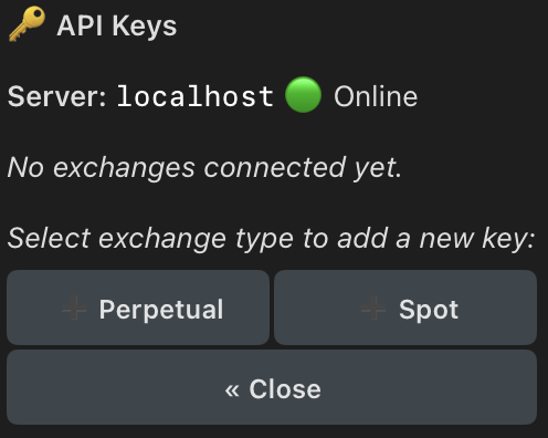 API Keys Menu